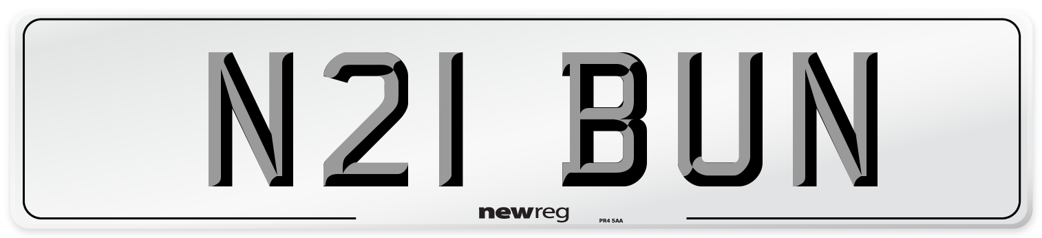 N21 BUN Number Plate from New Reg
